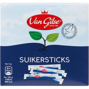 Van Gilse Suikersticks 5 gram Doos 12 Doosjes Totaal 600 Suiker Sticks