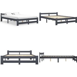 vidaXL Bedframe massief grenenhout donkergrijs 180x200 cm - Bedframe - Bedframes - Bed Frame - Bed Frames