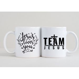 2 Christelijke Mokken - Jesus loves you + Team Jesus