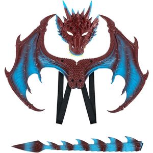 Drakenkostuum voor kinderen - Drakenvleugels en masker - Cosplay-set voor volwassenen - Dinosaurus thema voor Halloween