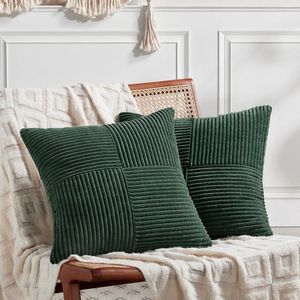 Set van 2 Luxe Groene Fluwelen Kussenslopen voor Stijlvolle Interieurdecoratie