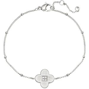 Armband - Bracelet - kleur zilver - color silver - klaver - zirkonia -cadeau - gift - moeder - kerst - moederdag - cadeau