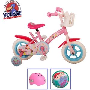 Volare Kinderfiets Disney Princess - 10 inch - Doortrapper - Met fietshelm & accessoires