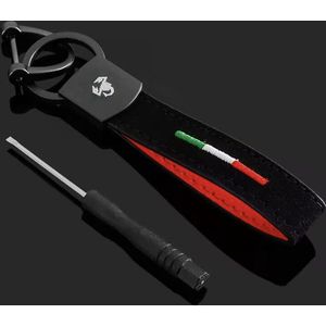 Luxe Alcantara Auto Sleutelhanger - Past bij Italiaanse Auto's / Universeel - Italiaanse Vlag in Zwart - Mat Antraciet - Keychain Sleutel Hanger Cadeau - Auto Accessoires