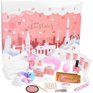 BRUBAKER Cosmetics Beauty Adventskalender 2024 - de XXL Wellness Kerstkalender voor Vrouwen en Meisjes - 24 x Lichaamsverzorging Producten & Spa Accessoires - Pink Skyline