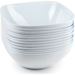 PlasticForte Serveer schaaltje - 8x - vierkant - wit - 17 x 7 cm kunststof - snack schaaltjes
