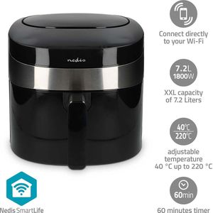 Nedis - SmartLife - Heteluchtfriteuse - Zwart - 7,2 l - Digitaal - Wi-Fi