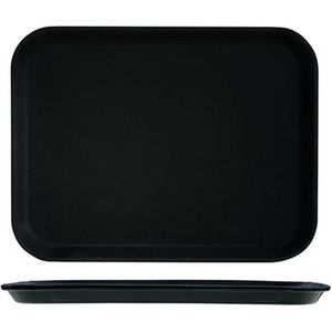 Kunststof dienblad/serveerblad - 8x - zwart - met antislip - 30 x 41 cm - horeca dienbladen