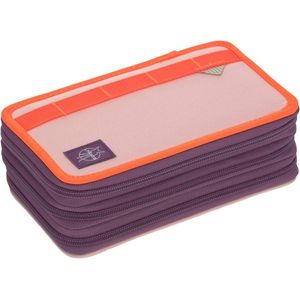 Etui gevuld 20-delig School Triple Pencil Case Unique, roze/neon-oranje