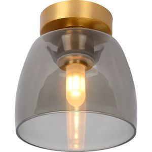 Lucide Tyler plafonniere rookglas goud mat 16cm