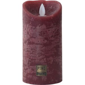 PTMD LED kaars bordeaux rood - 7,5 x 7,5 x 15 cm - LED Light Candle rustic bordeaux moveable flame M