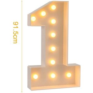 Cijfer 1 - 1 jaar verjaardag versiering - doehetzelf pakket - met verlichting - 11 jaar - 16 jaar - 18 jaar verjaardag versiering - 91 cm
