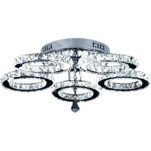 GreeLustr Kristallen Kroonluchter - Plafondlamp - Plafonniere - Kristal - Lamp - LED - Warm Wit Licht - Zilver