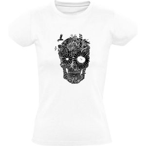 Schedel Dames T-shirt | natuur | skull | bloemen | planten