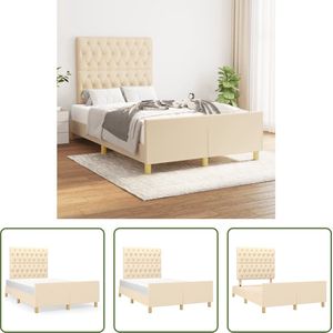 The Living Store Bedframe Verstelbaar - Crème - 203 x 126 x 118/128 cm - Stof - Multiplex Lattenbodem - Comfortabele Ondersteuning