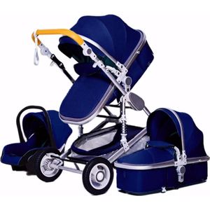 De Fleur - kinderwagen 3 in1 - baby wagen - baby stroller - baby buggy combi -opvouwbaar - Incl. draagbare mand + autostoel - omkeerbare hoge zitplaats - verstelbare zonnescherm luifel - t/m 3 jaar - Kleur Blauw - schokabsorberende dempers