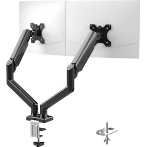 2 Dual Monitor Arm Desk Mount voor 13 ""tot 32"" scherm gewicht 4-18 kg, in hoogte verstelbaar VESA 75 & 100 mm