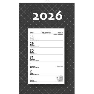 MGPcards - Week Scheurkalender 2026 - Week begint op zondag - 21 x 34 cm - Zwart
