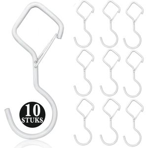 10 Stuks Wit Metaal S Haken met Veiligheidssluiting - 10cm Lengte - Ophanghaken - Haakjes voor Keuken, Badkamer & Tuin - Kledinghangers - Jashaak Hangers - Handdoekhaakjes - Keukengerei Organizer Haak - Kapstok S-haken - Vleeshaken - Muurhaak