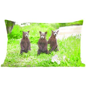 Sierkussens - Kussen - Jonge bruine beren in de natuur - 60x40 cm - Kussen van katoen