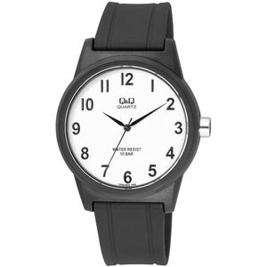 Q&Q VR35J023Y - Horloge - Sport - Analoog - Unisex - Plastic band - Rond - Cijfers - Kunststof - Zwart - Wit - 10 ATM