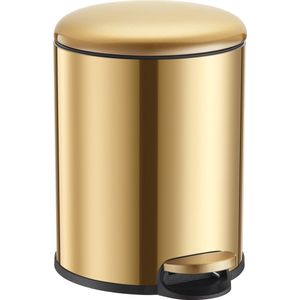 HÜSQ Slimbin Luxe Prullenbak van 5 liter - gouden Pedaalemmer voor Toilet, Badkamer, Keuken of Kantoor - Vuilnisbak in Goud Kleur