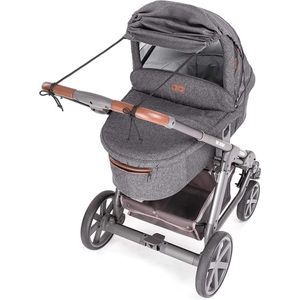 Zonnescherm Universeel DELUXE voor Kinderwagens en Buggy’s - Zonnezeil voor Wandelwagens met Reiswieg - Flexibele UV 50+ Zonwering met Schuiffunctie voor Baby’s - Melange Grijs