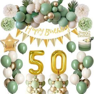 FeestmetJoep® 50 jaar feestpakket Groen / Goud 63-delig - 50 jaar verjaardag versiering - 50 jaar slingers - 50 jaar ballonnen - Feestversiering voor man & vrouw Groen / Goud - 50 jaar verjaardag man / vrouw - 50 jaar versiering