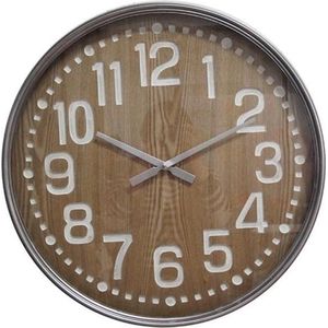 Wandklok MILL hout met metalen rand Vintage Design