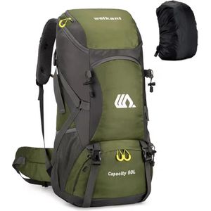 Avoir Avoir®-Rugzak-Backpack-Hiking-50L-Waterdichte-Nylon-Groen-Kamperen-Wandelen Backpacks--Schoenenvak-Watersysteem uitgang-Reflecterende Strip-lichtgewicht-regenhoes-wandelrugzak-camping