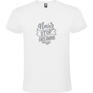 Wit  T shirt met  print van "" Never Stop Dreaming "" print Zilver size XS