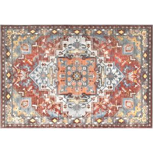 Vente-unique Tapijt KALYAN Oosterse stijl - 200x290cm - Rood en blauw L 290 cm x H 0.9 cm x D 200 cm