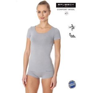 Brubeck Comfort | Dames Ondershirt Naadloos met Merino Wol - T-Shirt - Korte Mouw - Ash Grijs XL
