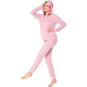 Ladeheid Dames Pyjama - met Capuchon - Lange mouwen - Lange broek - Katoen - LA-LA40-238-PJ - Roze Varkentje - L