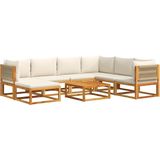 vidaXL - 8-delige - Loungeset - met - kussens - massief - acaciahout