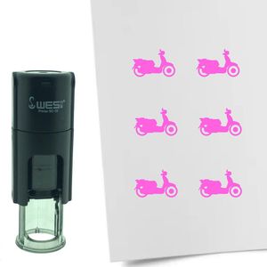 CombiCraft Stempel Scooter 10mm rond - roze inkt