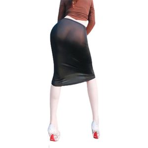Licht doorschijnende zwarte lange rok - Erotische rok - Transparant - Panty rok - Stretch - One size - BDSM - Erotische vrouwen kleding