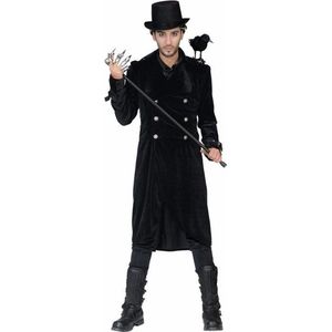 Halloween Gothic zwarte lange jas met gespen S/M