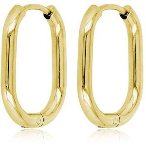 My Bendel Oorring goudkleurig 20mm x 2,5mm - Makkelijk te combineren brede goudkleurige oorring 20x2,5 mm - Met luxe cadeauverpakking