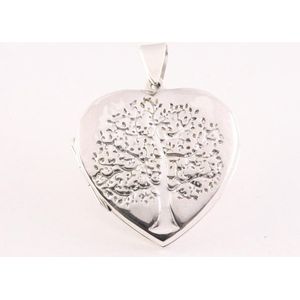 Groot hartvormig zilveren medaillon met levensboom