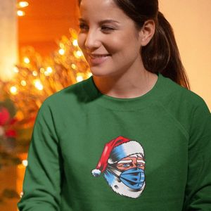 Foute Kersttrui Groen - Corona Kerstman - Maat XL - Kerstkleding voor dames & heren