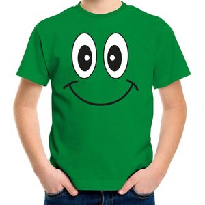 Bellatio Decorations Verkleed t-shirt voor kinderen/jongens - smiley - groen - feestkleding 146/152