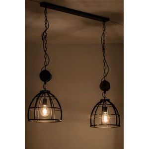 Lumidora Hanglamp 73503 - WOOD - 2 Lichts - E27 - Zwart - Metaal