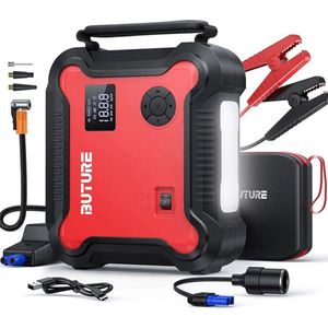 Buture Jumpstarter Voor Auto - Jumpstarter 5 in 1 - Starthulp Powerbank 26800Mah - Rood/Zwart