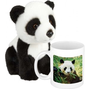 Panda Cadeauset kind - Panda knuffel 18 cm en foto Drinkbeker 300ml