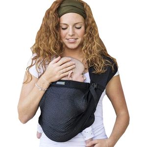 Draagdoek Mini Sling zwart voor pasgeborenen vanaf de geboorte (0 - 2 jaar) tot 15 kg - Zomer baby-draagsysteem waterbestendig, ergonomisch op de buik dragen in M-positie - draagriem voor