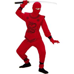 Widmann - Ninja & Samurai Kostuum - Kyoto Rode Ninja Kostuum Jongen - Rood - Maat 158 - Carnavalskleding - Verkleedkleding