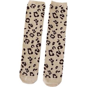 1 Paar Kinderkousen Luipaardprint Camel | Kniekousen Meisjes 4 - 6 Jaar