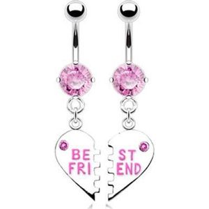 Navelpiercing paar best friends puzzelstukje roze