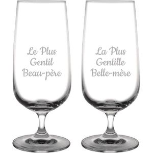 Bierglas op voet gegraveerd - 41cl - Le Plus Gentil Beau-père & La Plus Gentille Belle-mère